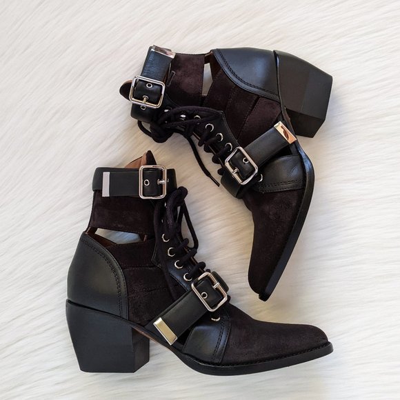 Chloe Rylee Black Suede And Leather Boots | 37.5 - Picture 16 of 16